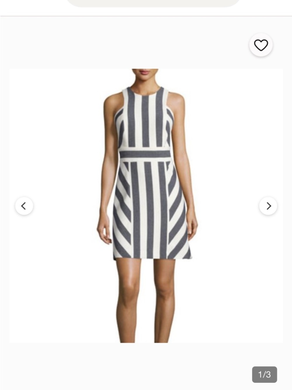 Milly Dark Gray and White Striped Sleeveless Mini Dress